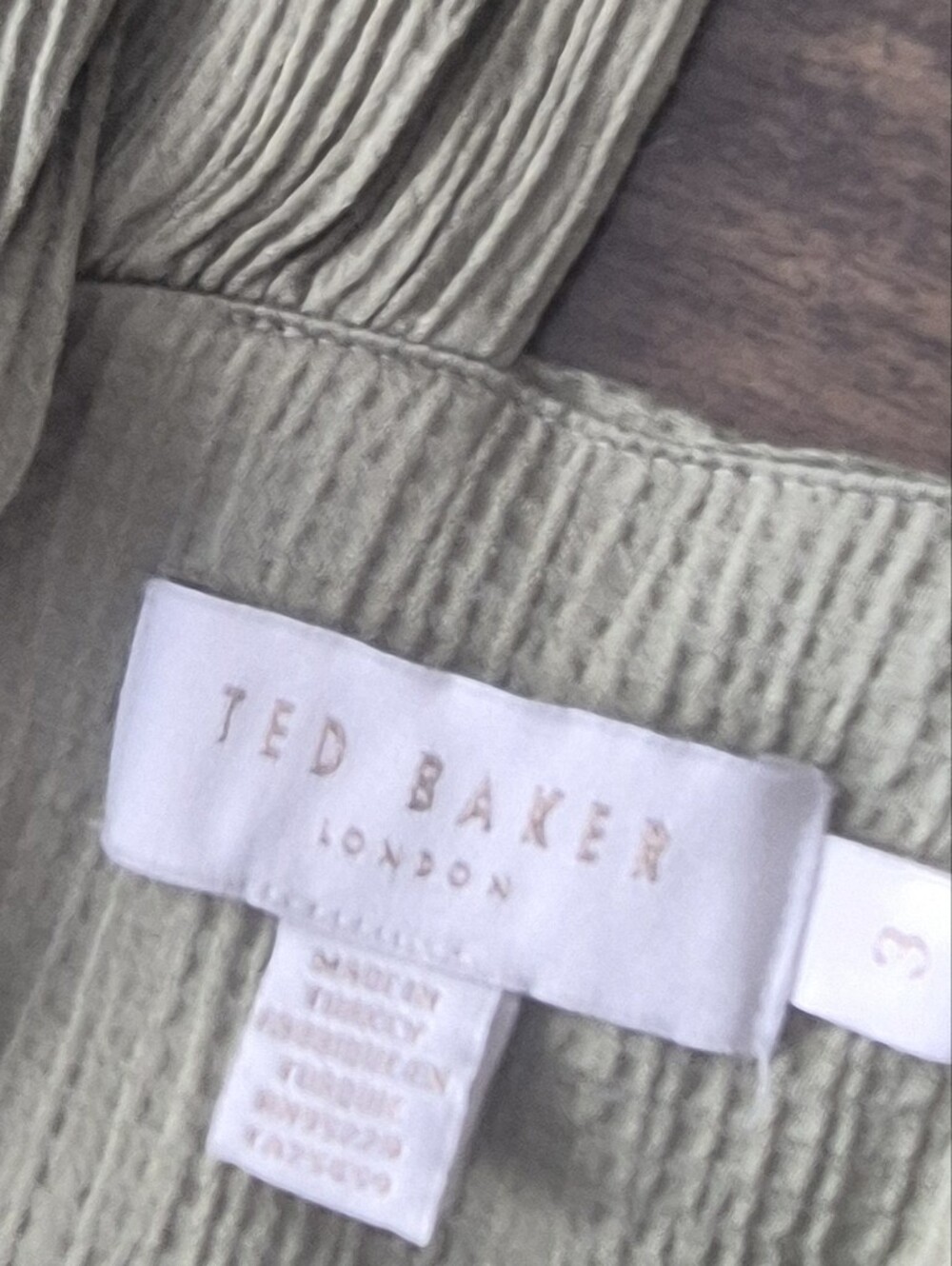 Ted Baker Crinkled Olive-Green Mini Dress - Picture 4 of 8
